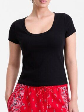 On 34th Women's Scoop-Neck Layering T-Shirt Black XL NWT